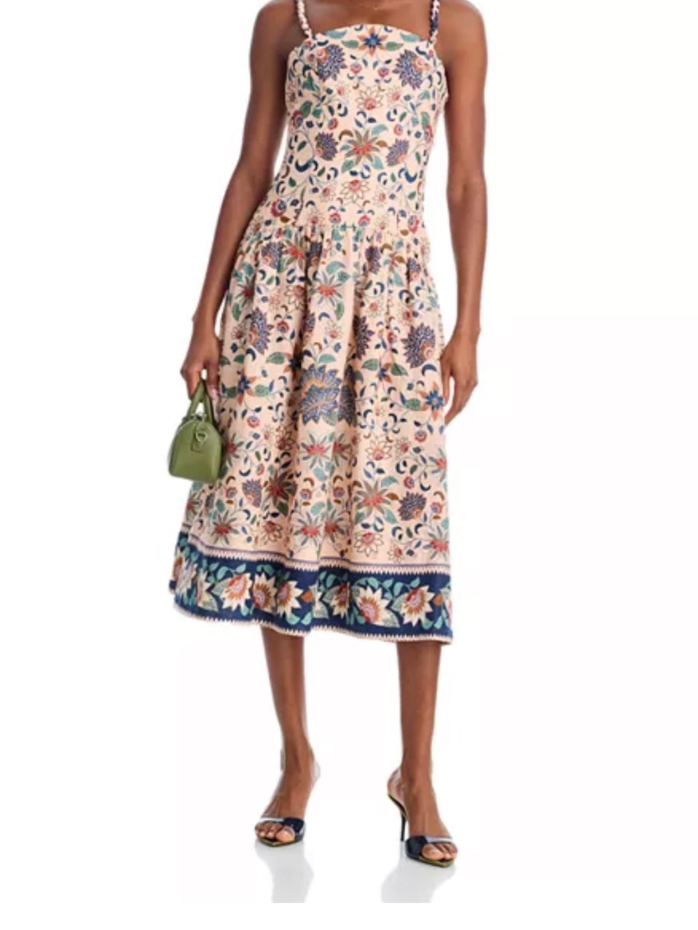 FARM Rio Cream Floral Midi Dress with Navy Border - Picture 2 of 8